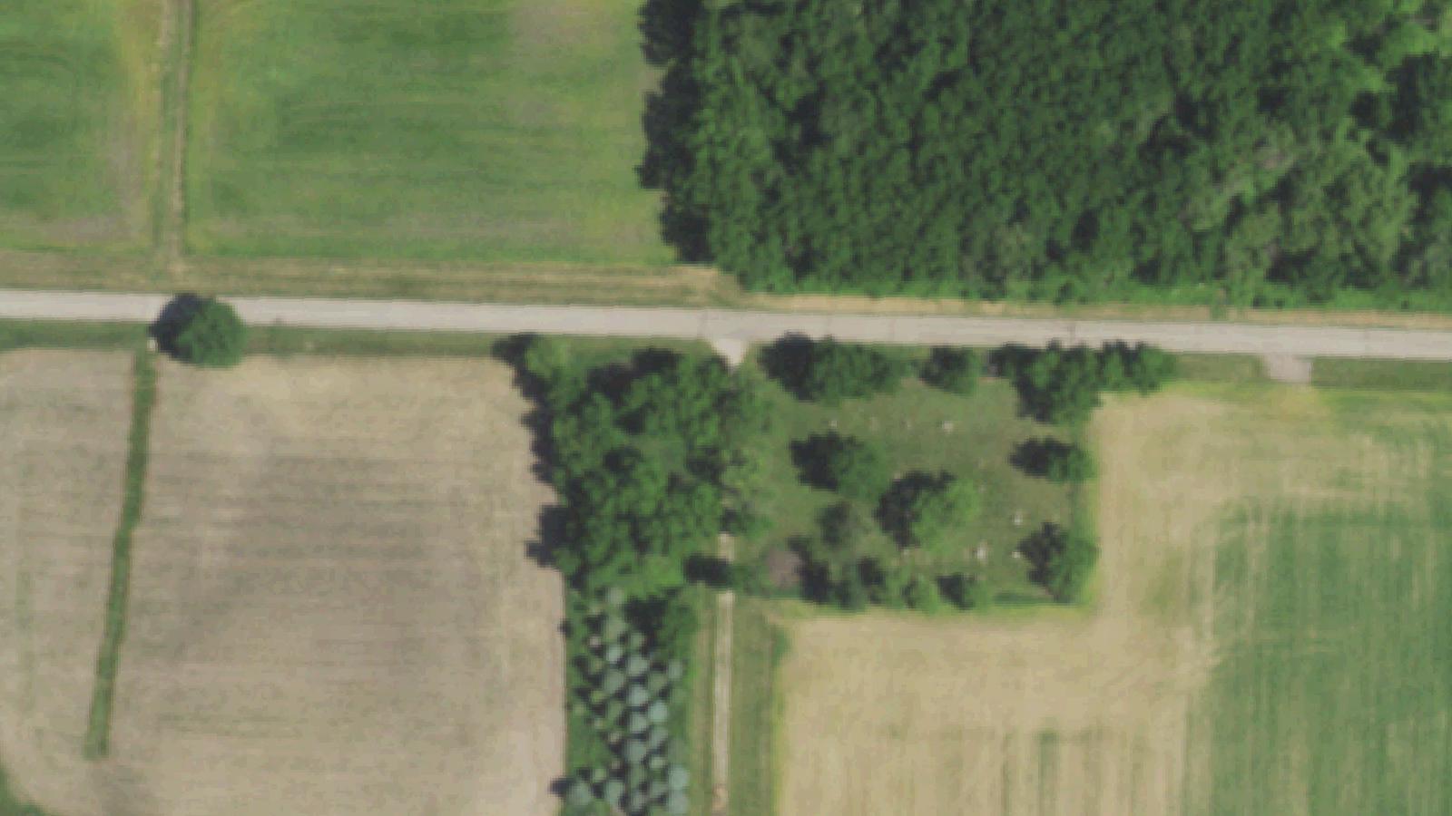 Aerial survey view of Eagle Road Cemetery