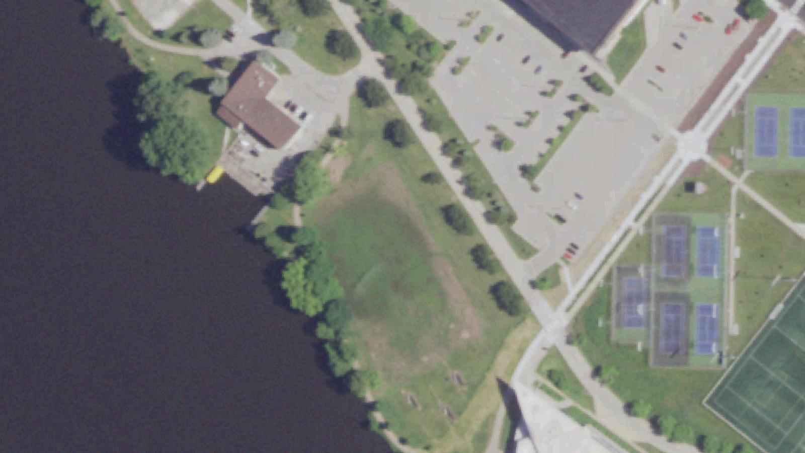 Aerial survey view of Evans Hall — UW-Oshkosh