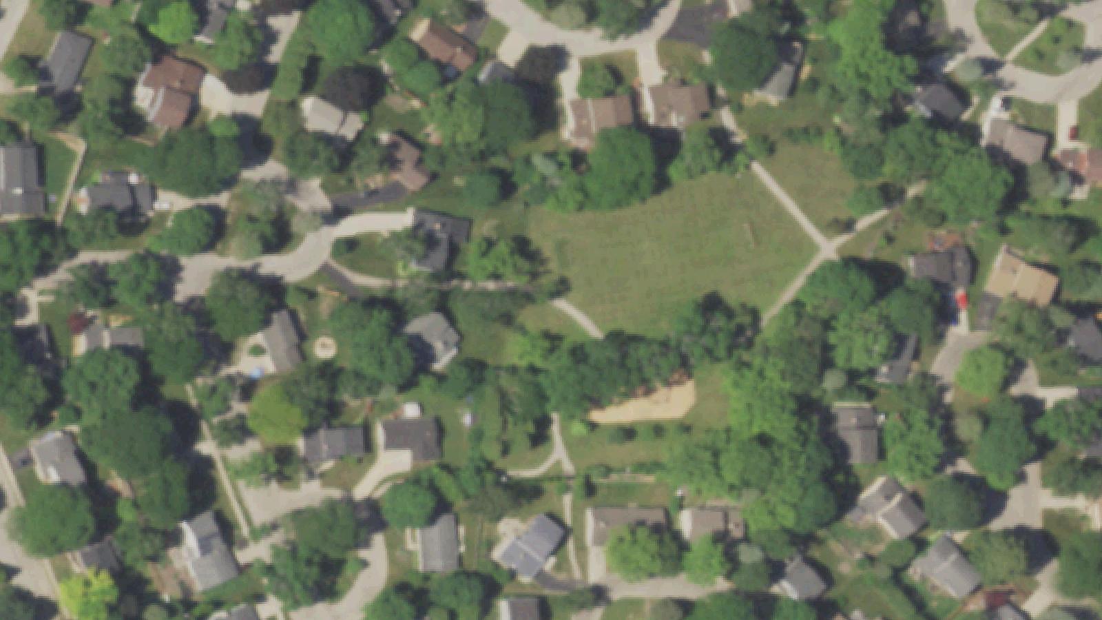 Aerial survey view of Founder's Park Cemetery