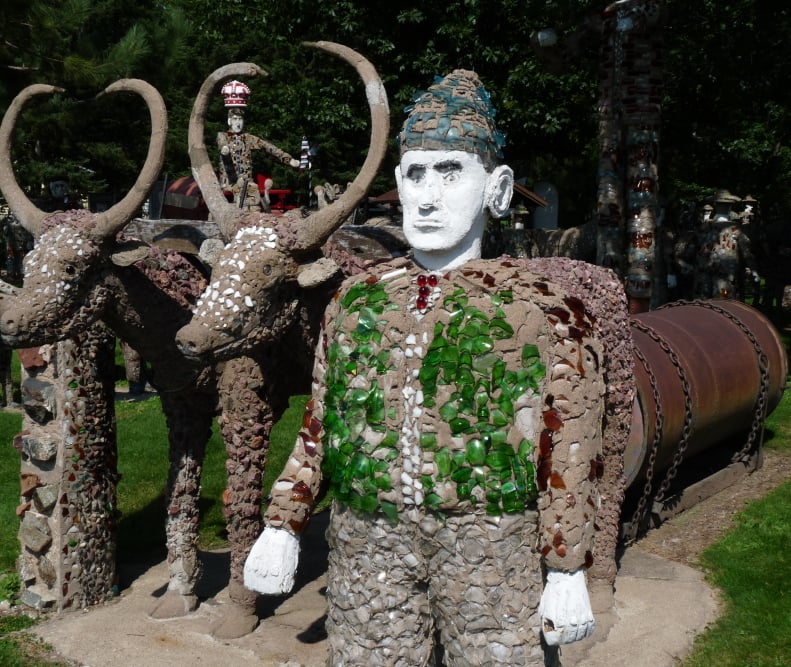 Mr. Knox and Oxen concrete sculpture by Fred Smith at Wisconsin Concrete Park in Phillips, Wisconsin