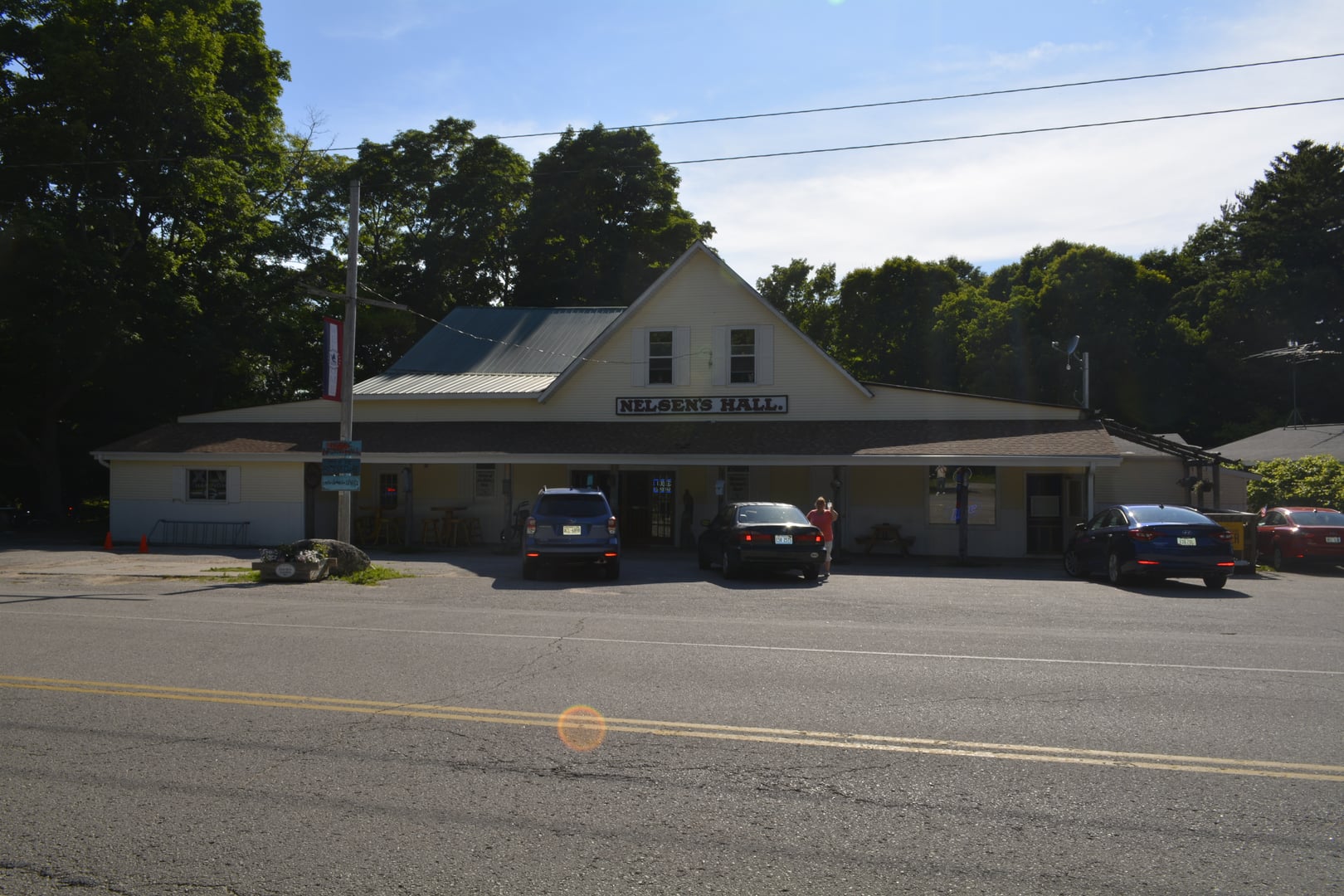 Nelsen's Hall and Bitters Pub exterior on Washington Island in Door County, Wisconsin