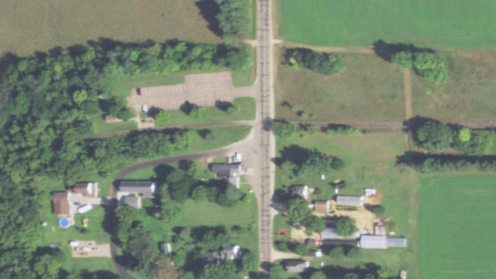 Aerial survey view of Old Caryville Church and School House