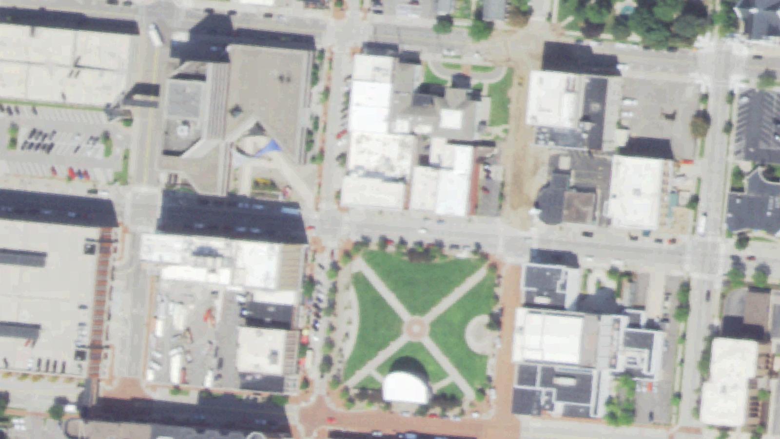 Aerial survey view of Shepherd & Schaller Sporting Goods