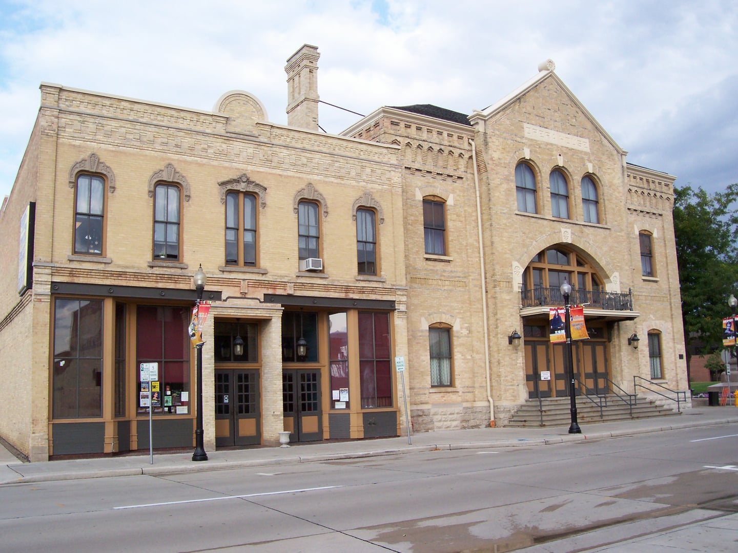The Grand Opera House in Oshkosh Wisconsin, historic 1883 Victorian theater exterior