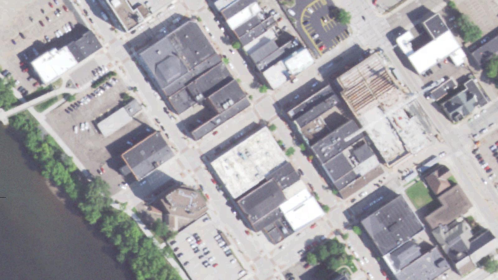 Aerial survey view of Grand Opera House (Former)