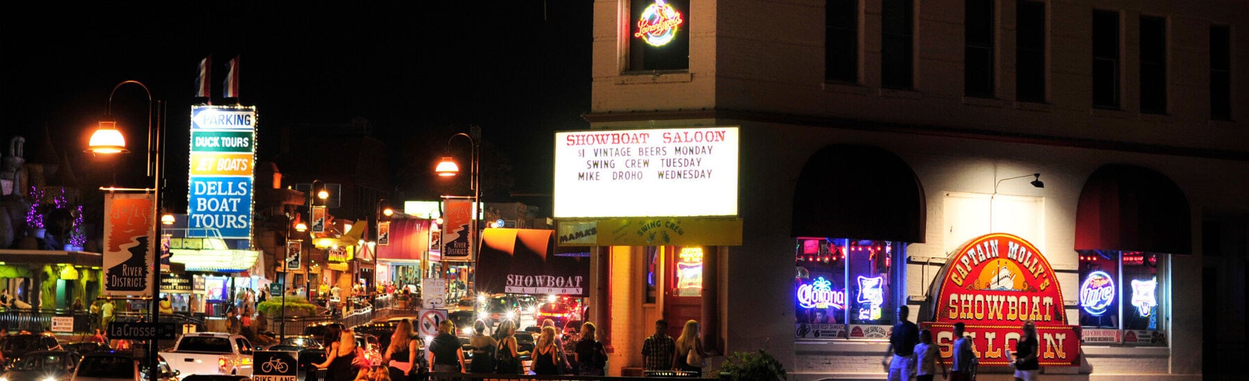 Showboat Saloon in Wisconsin Dells, the 1907 bar haunted by Ghost Molly with original tin ceilings and historic charm