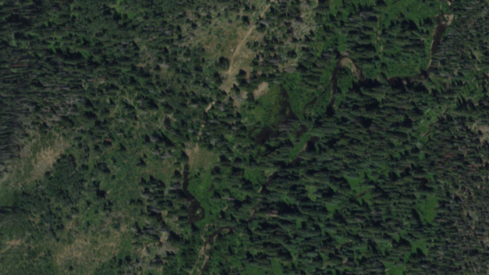 Aerial survey view of Battle Lake and Slaughterhouse Gulch