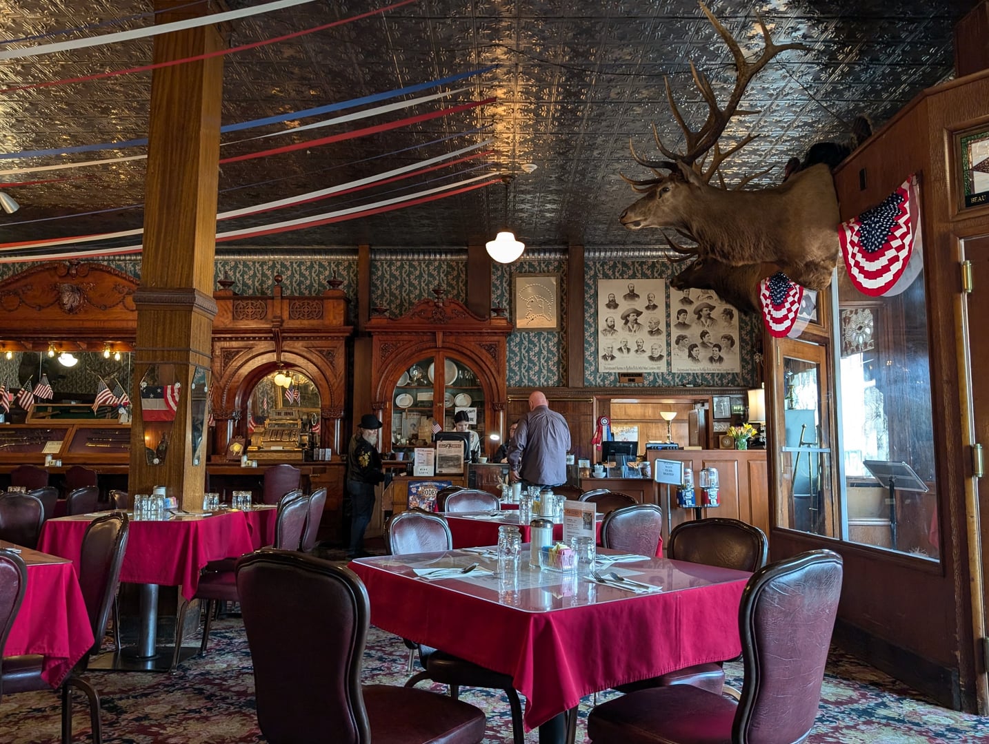 Buffalo Bill's Irma Hotel historic exterior on Sheridan Avenue in Cody Wyoming