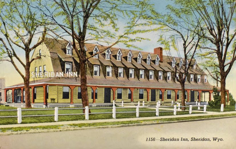 Sheridan Inn in Sheridan Wyoming, 1893 wood-frame hotel with wide front porches